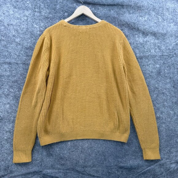 Abercrombie & Fitch Sweater Womens XL Gold Pullover Knit Ribbed Button Crew - Picture 2 of 9